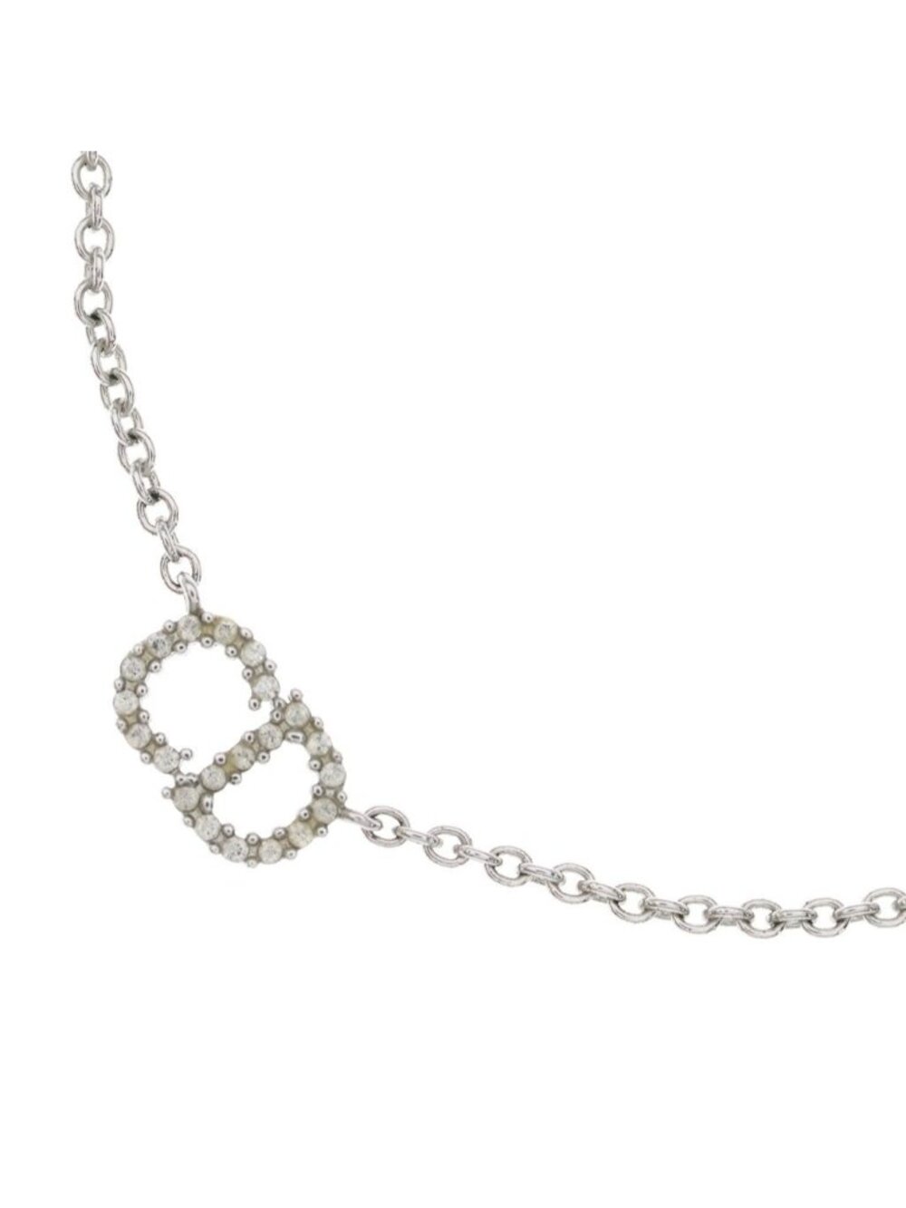 Dior Clair D Lune CD Rhinestone Necklace Silver